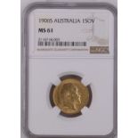 1906 S Gold Sovereign NGC MS 61 #2116718-003 (AGW=0.2355 oz.)