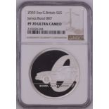 2020 Lot of 3 Silver Bond, James Bond 5 Pounds Proof NGC PF 70 ULTRA CAMEO Box & COA (ASW=6.0152 oz.