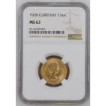 1968 Gold Sovereign NGC MS 63 #2116743-053 (AGW=0.2355 oz.)