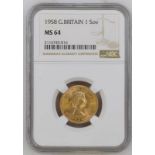 1958 Gold Sovereign NGC MS 64 #2116743-016 (AGW=0.2355 oz.)