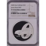 2020 Lot of 3 Silver Bond, James Bond 5 Pounds Proof NGC PF 70 ULTRA CAMEO Box & COA (ASW=6.0152 oz.