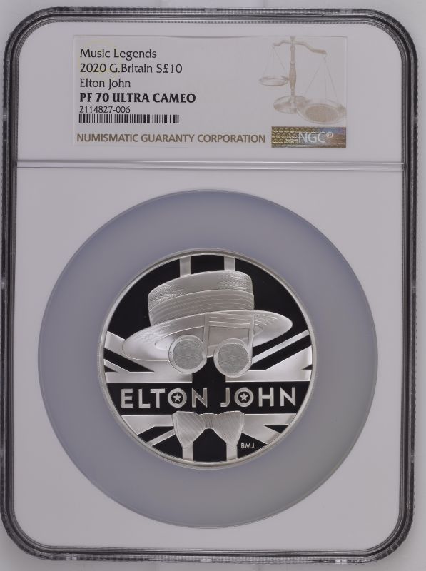 2020 Silver 10 Pounds (5 oz.) Elton John Proof NGC PF 70 ULTRA CAMEO #2114827-006 Box & COA