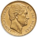 Belgium Leopold I 1865 Gold 20 Francs (AGW=0.1867 oz.)