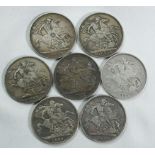 1887-1891 Lot of 7 Silver Crowns (ASW=5.8296 oz.)