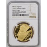 2020 Gold 100 Pounds (1 oz.) Music Legends - David Bowie Proof NGC PF 70 ULTRA CAMEO #6055776-001 Bo
