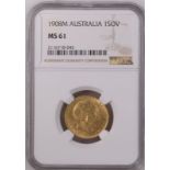 1908 M Gold Sovereign NGC MS 61 #2116718-045 (AGW=0.2355 oz.)