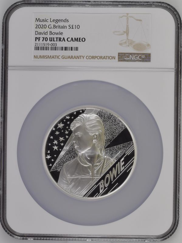 2020 Silver 10 Pounds (5 oz.) Music Legends - David Bowie Proof NGC PF 70 ULTRA CAMEO #2111519-003 B