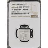 2008 Platinum Two Pence Royal Shield of Arms design Proof NGC PF 70 ULTRA CAMEO #2889666-006