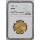 United States 1899 Gold 10 Dollars Coronet Head/Eagle NGC MS 63 #6671296-003 (AGW=0.4838 oz.)