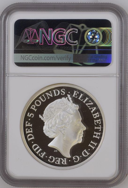 2019 Silver 5 Pounds (2 oz.) Una and the Lion Proof NGC PF 70 ULTRA CAMEO #5841309-003 - Image 2 of 2