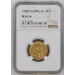 1908 P Gold Sovereign NGC MS 61+ #2116719-006 (AGW=0.2355 oz.)