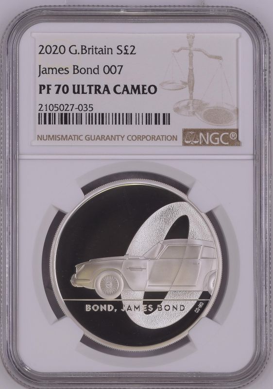 2020 Lot of 4 Silver Bond, James Bond 2 Pounds Proof NGC PF 70 ULTRA CAMEO Box & COA (ASW=4.0101 oz. - Image 5 of 8