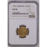 1855 Gold Half-Sovereign NGC AU 58 #2116745-034 (AGW=0.1176 oz.)