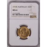 1910 S Gold Sovereign NGC MS 61 #2116718-008 (AGW=0.2355 oz.)