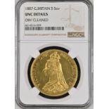 1887 Gold 5 Pounds (5 Sovereigns) NGC UNC Details #6614516-009 (AGW=1.1777 oz.)