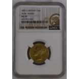 1853 Gold Sovereign WW raised NGC AU 55 #6027953-006 (AGW=0.2355 oz.)