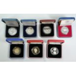 1977-2001 Lot of 7 Silver 5 Pounds (Crown) Box & COA (ASW=5.8879 oz.)