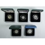 1994-2007 Lot of 5 Silver 50 Pences Proof Box & COA (ASW=2.2307 oz.)