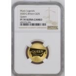 2020 Gold 25 Pounds (1/4 oz.) Queen (Band) Proof NGC PF 70 ULTRA CAMEO #6055776-006 PNC Box