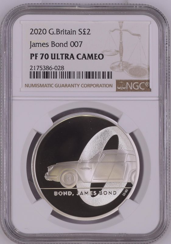 2020 Lot of 5 Silver Bond, James Bond 2 Pounds Proof NGC PF 70 ULTRA CAMEO Box & COA (ASW=5.0127 oz. - Image 9 of 10