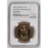 1989 Gold 5 Pounds (5 Sovereigns) 500th Anniversary NGC MS 69 DPL #4839667-006 (AGW=1.1777 oz.)