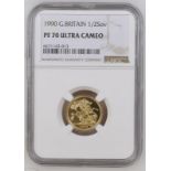 1990 Gold Proof 4-Coin Sovereign Set NGC-graded PF69 & 70 Box & COA (AGW=2.0020 oz.)