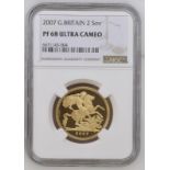 2007 Gold 2 Pounds (Double Sovereign) Proof NGC PF 68 ULTRA CAMEO #6671143-004 (AGW=0.4711 oz.)