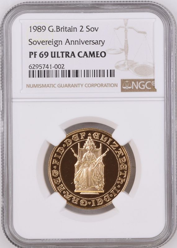 1989 Gold 2 Pounds (Double Sovereign) 500th Anniversary Proof NGC PF 69 ULTRA CAMEO #6295741-002 (AG