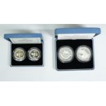 1989-1995 Lot of 4 Silver 2 Pounds Two Coin Proof Set Box & COA (ASW=4.2235 oz.)