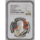 2020 Silver 2 Pounds (1 oz.) Music Legends - David Bowie Proof NGC PF 70 ULTRA CAMEO #6055737-028 Bo