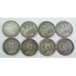 1889-1890 Lot of 8 Silver Crowns (ASW=6.6624 oz.)
