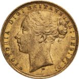 1875 M Gold Sovereign St George; Long Tail (AGW=0.2355 oz.)