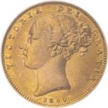 1850 Gold Sovereign Inverted A for V CGS VF45 #20374 (AGW=0.2355 oz.)