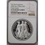 2020 Lot of 5 Silver Three Graces 5 Pounds Proof NGC PF 70 ULTRA CAMEO Box & COA (ASW=10.0253 oz.)