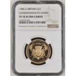 1986 Gold 2 Pounds XIII Commonwealth Games Proof NGC PF 70 ULTRA CAMEO #2133732-003 (AGW=0.4711 oz.)