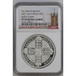 2021 Silver 5 Pounds (2 oz.) Gothic Crown Quartered Arms Proof NGC PF 70 ULTRA CAMEO #6320618-001 Bo
