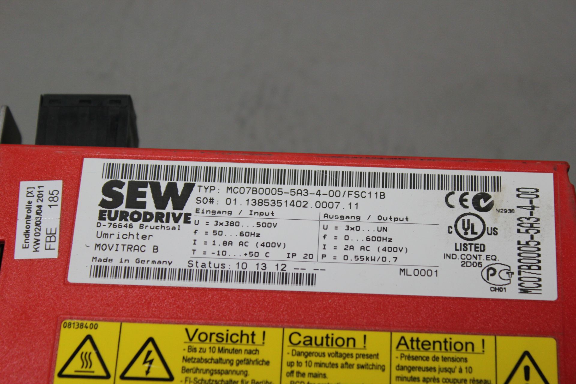 SEW EURODRIVE MOVITRAC INVERTER - Image 6 of 6