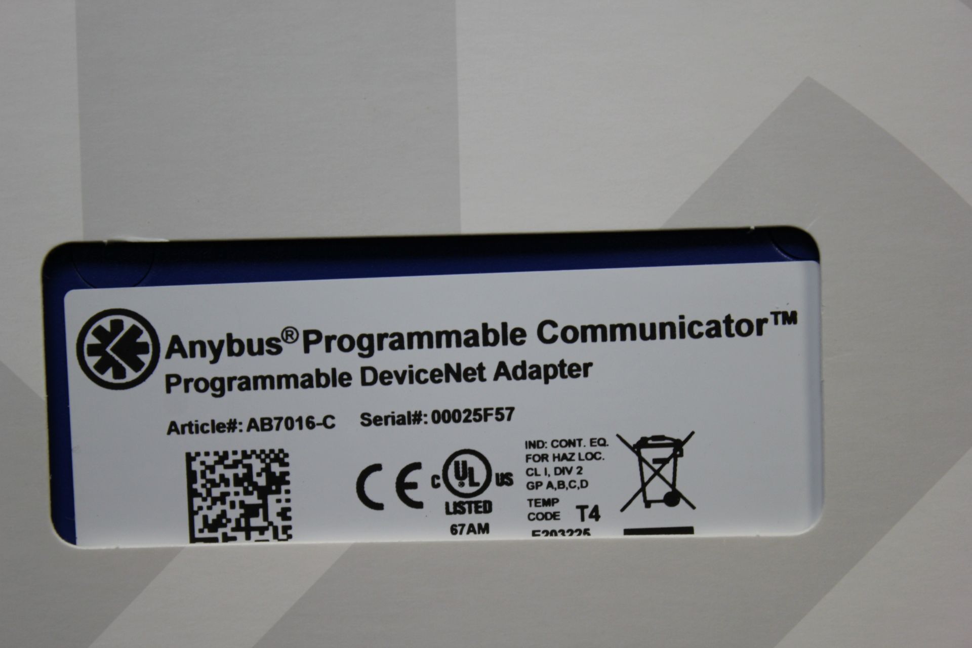 NEW ANYBUS PROGRAMMABLE COMMUNICATOR DEVICENET ADAPTER - Image 2 of 3
