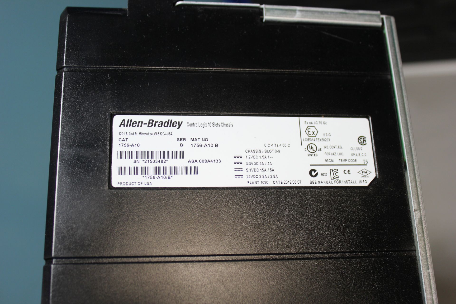 ALLEN BRADLEY CONTROLLOGIX 10 SLOT PLC CHASSIS & POWER SUPPLY - Image 3 of 4