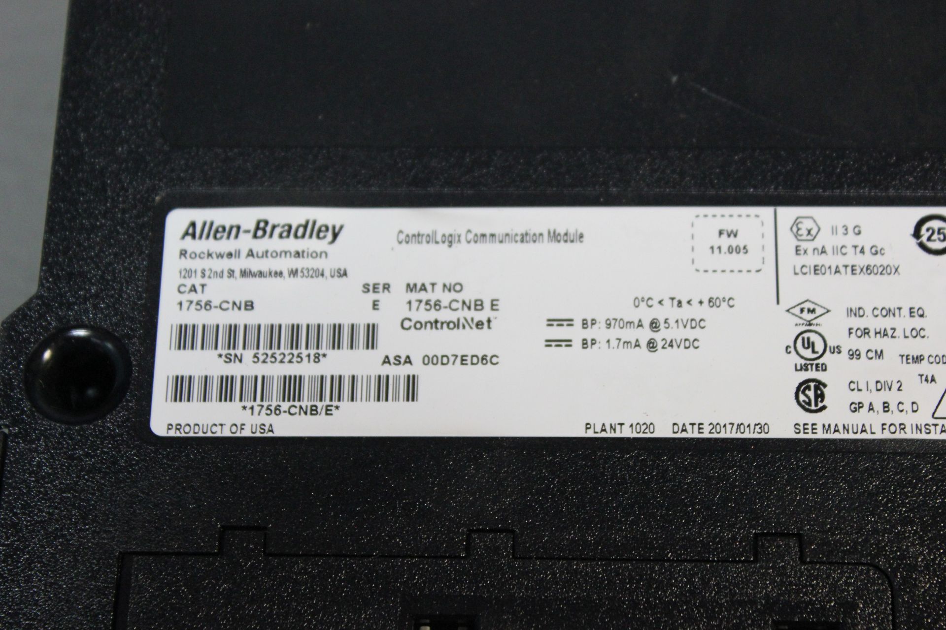 ALLEN BRADLEY CONTROLLOGIX COMMUNICATIONS PLC MODULE - Image 2 of 2