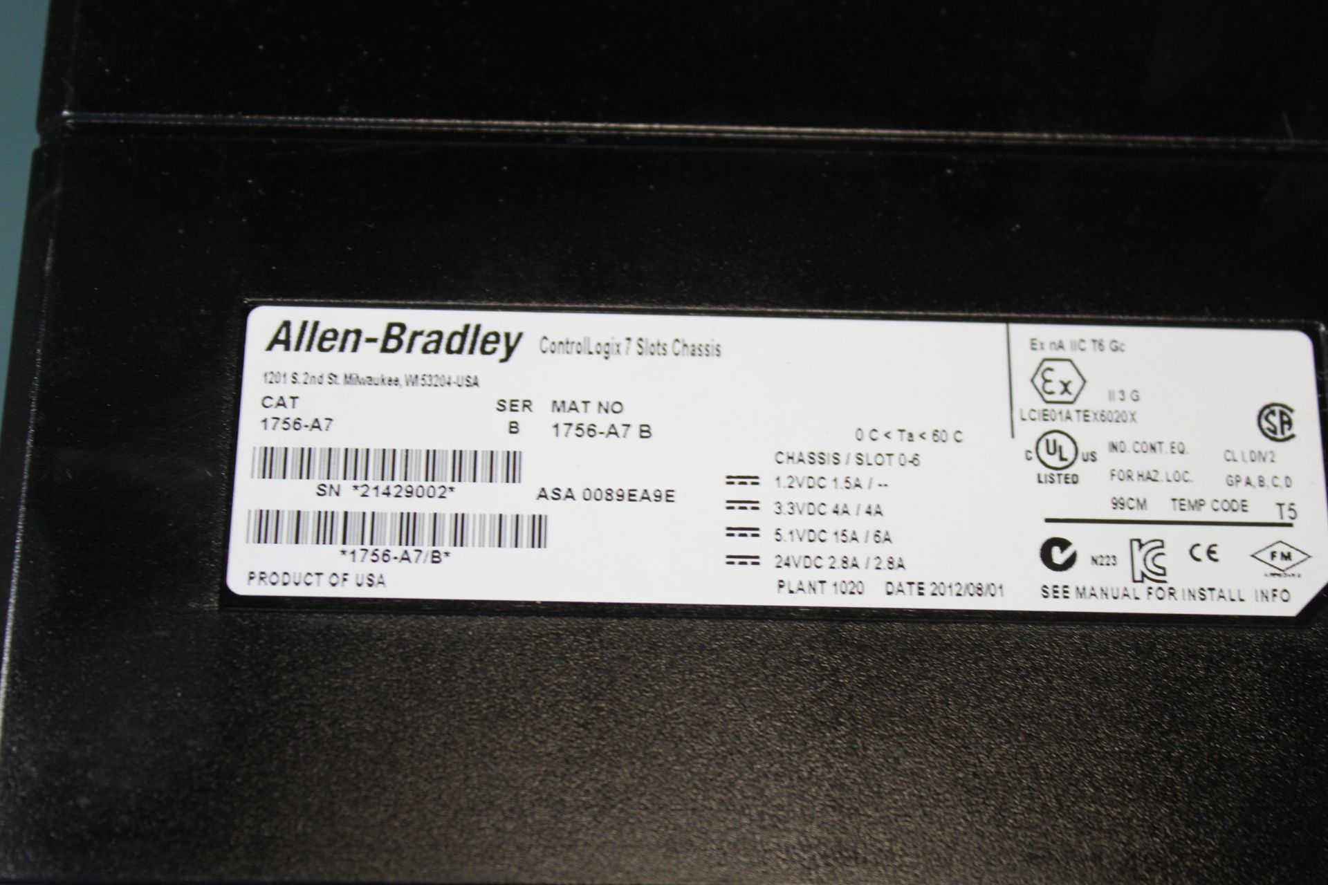 ALLEN BRADLEY CONTROLLOGIX 7 SLOT PLC CHASSIS & POWER SUPPLY - Image 4 of 4