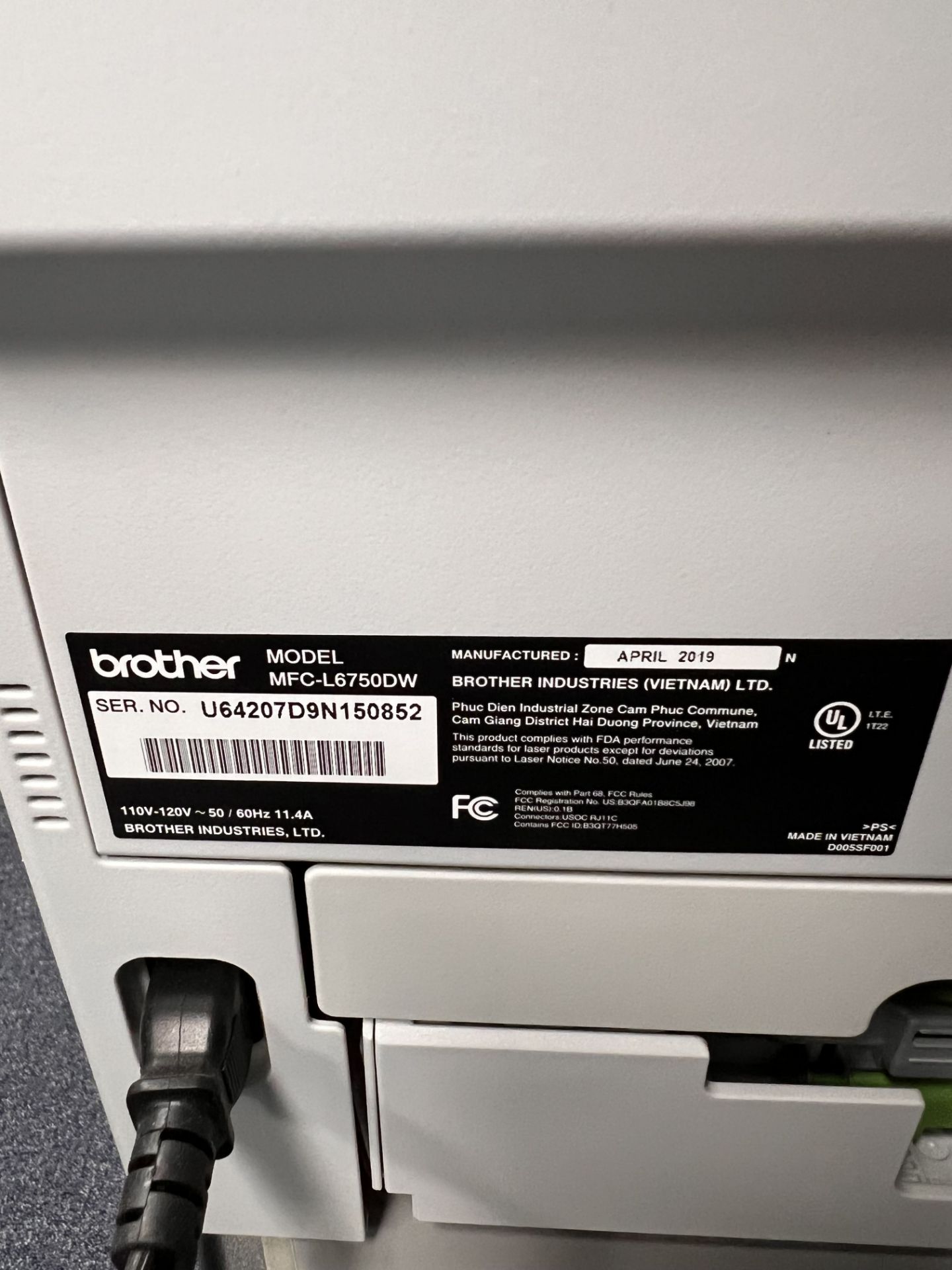 BROTHER MFC-L6750DW COPIER/PRINTER - Image 5 of 5