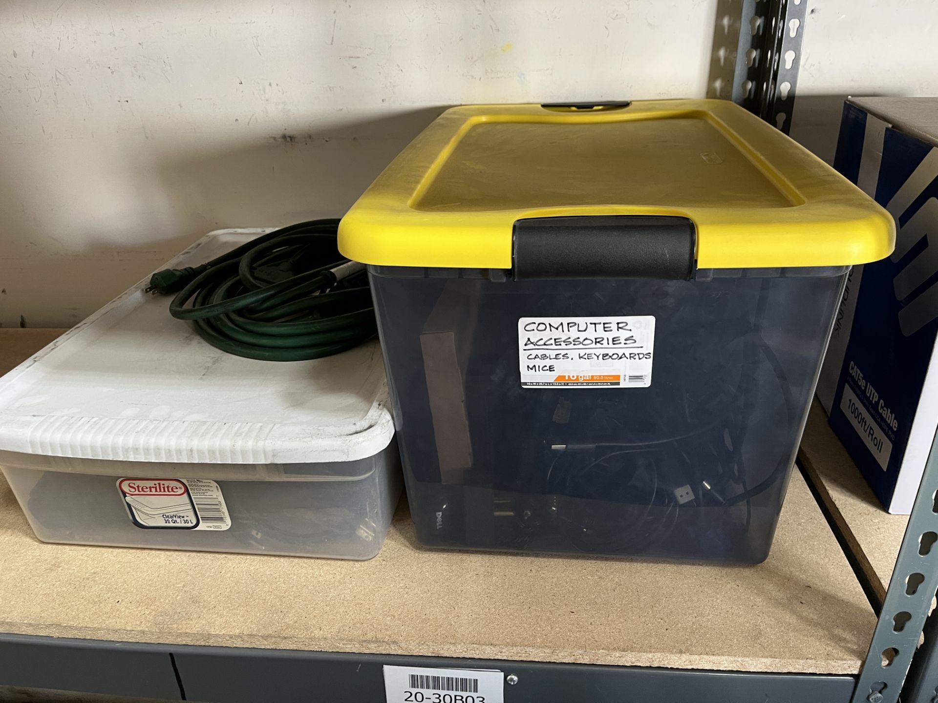 6 PLASTIC BINS OF CABLES, POWER CORDS, POWER FILTERS, ETC - Image 10 of 15