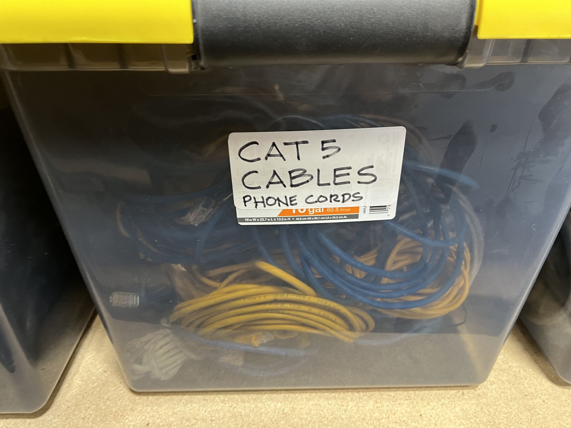 6 PLASTIC BINS OF CABLES, POWER CORDS, POWER FILTERS, ETC - Image 6 of 15