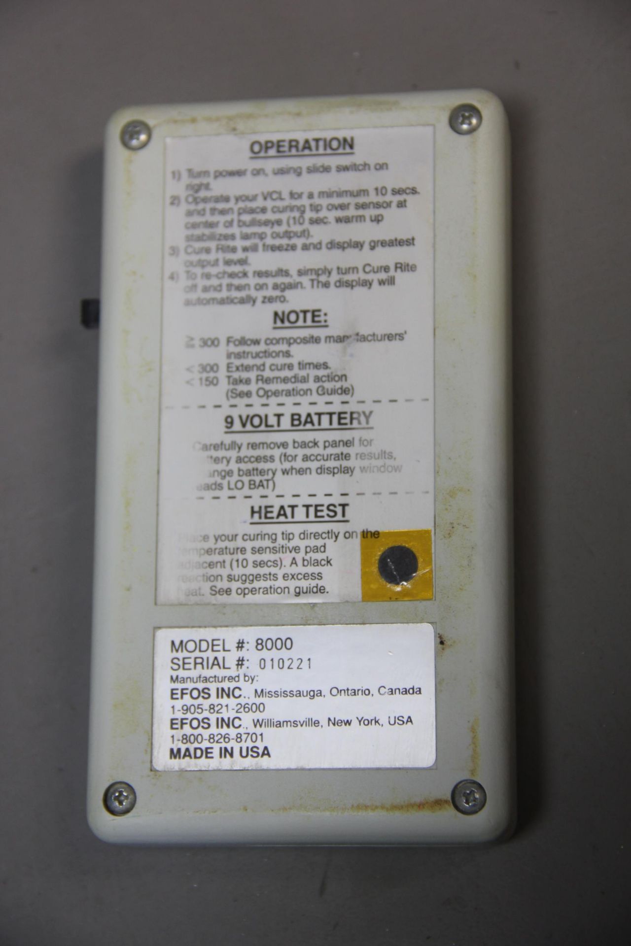 EFOS CURE RITE RADIOMETER VISIBLE CURING LIGHT METER - Image 5 of 5