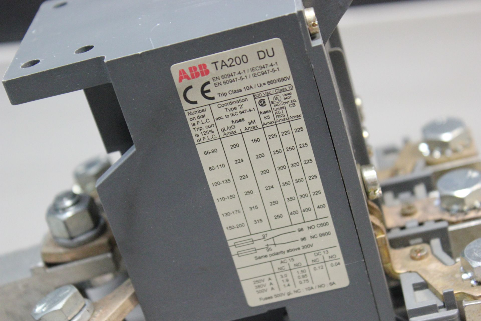 ABB THERMAL OVERLOAD RELAY TA200 DU - Image 2 of 4