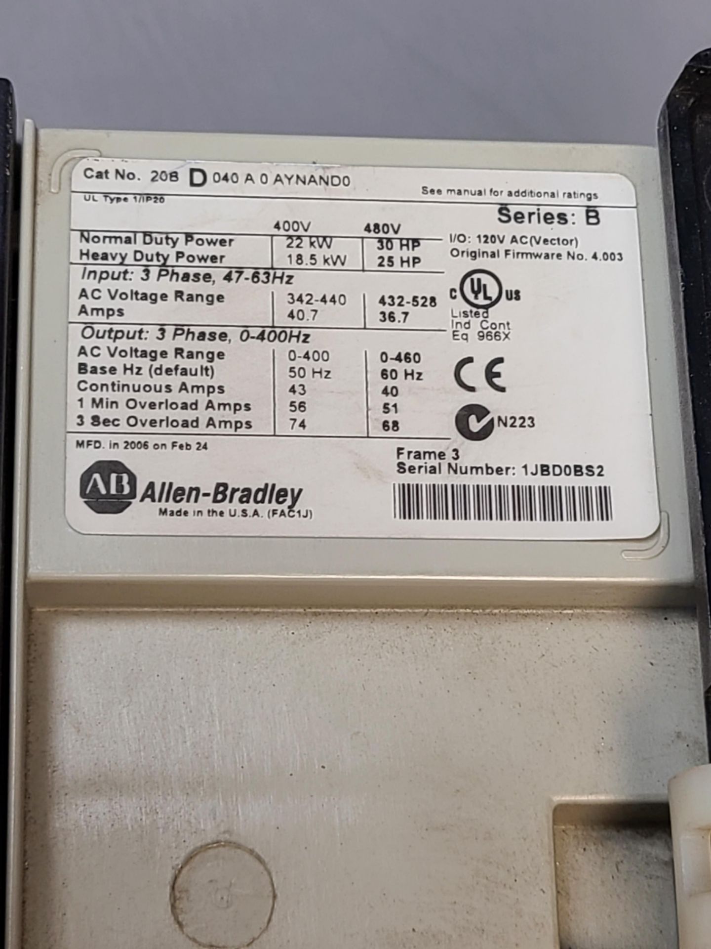 ALLEN BRADLEY POWERFLEX 700 30HP AC DRIVE - Image 7 of 10