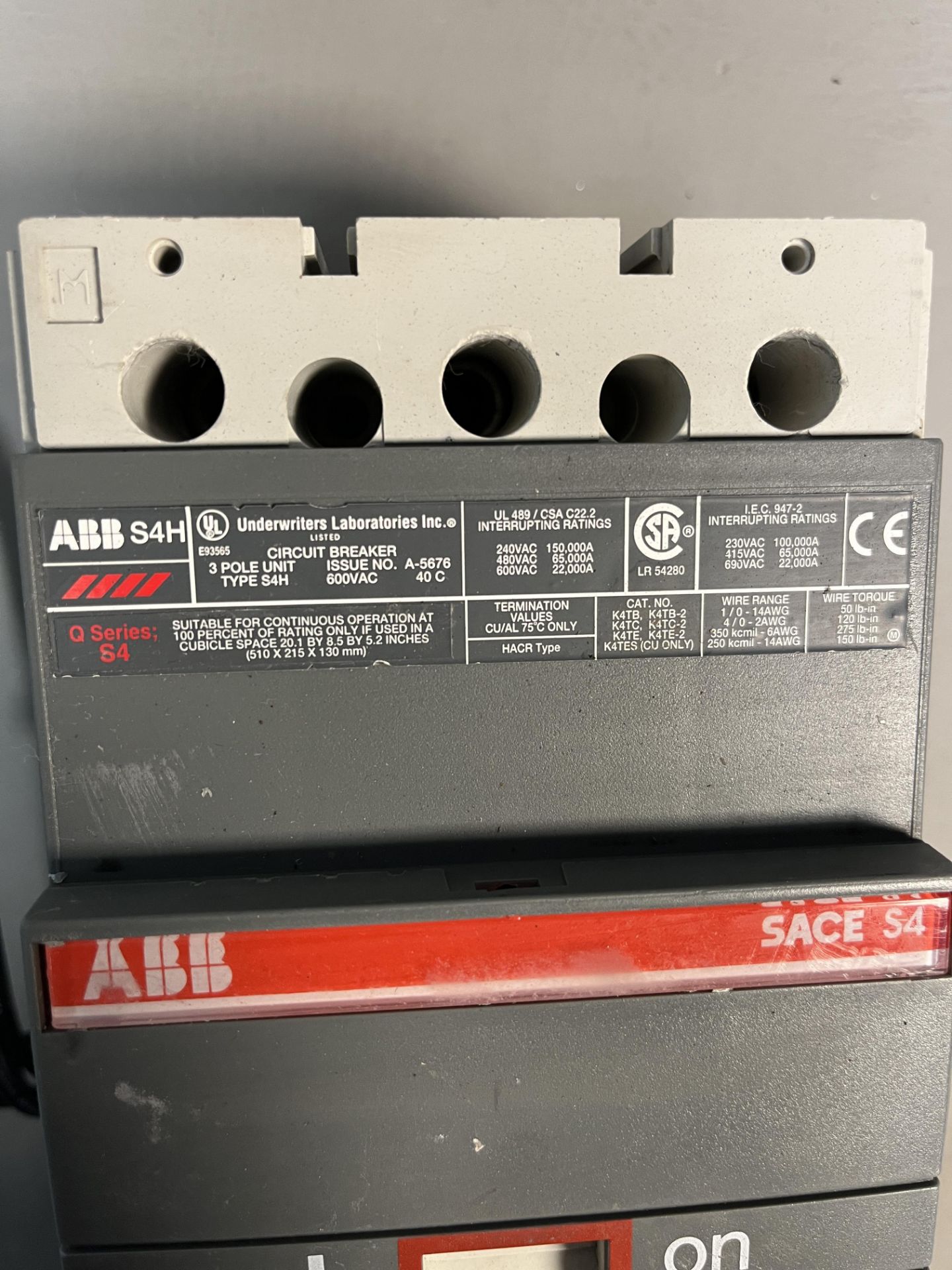 ABB S4H 3 Pole Breaker - Image 3 of 4