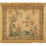 A framed section of late 18th/early 19th century Chinoiserie wallpaper