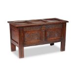 A 17th century carved oak chest